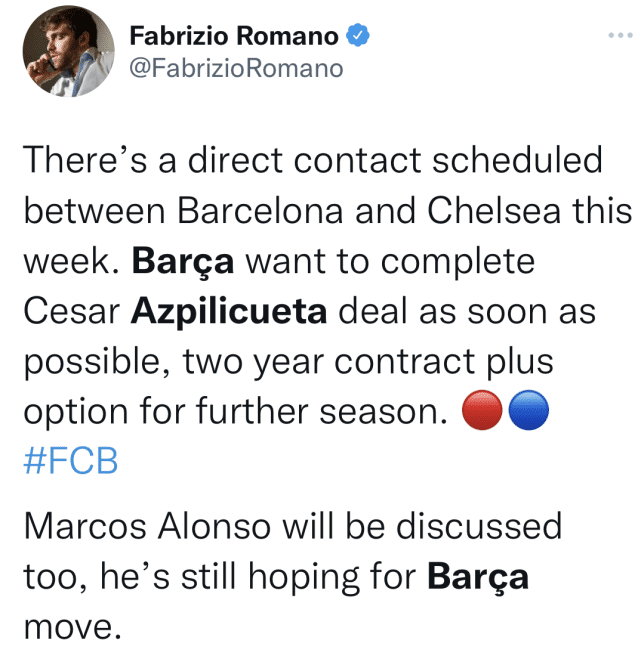 巴萨夏窗第3签即将官宣！300万欧敲定切尔西8冠功勋队长，签约2年