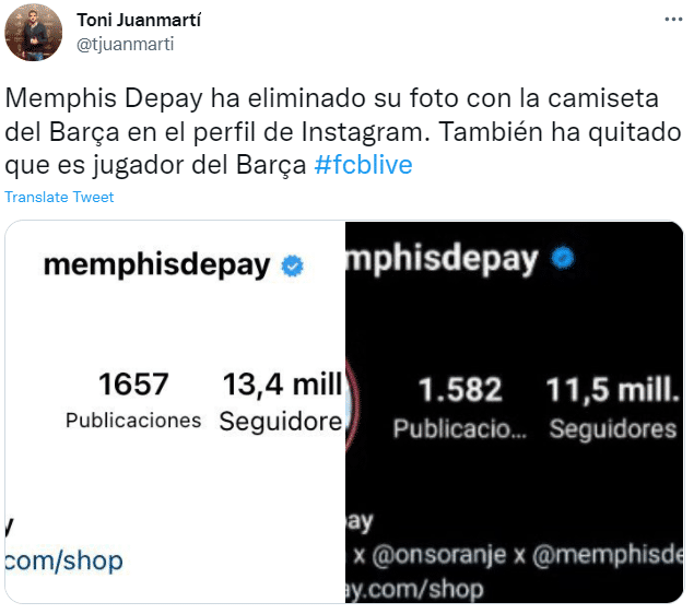 真要离队？德佩删掉社媒所有巴萨相关简介&头像