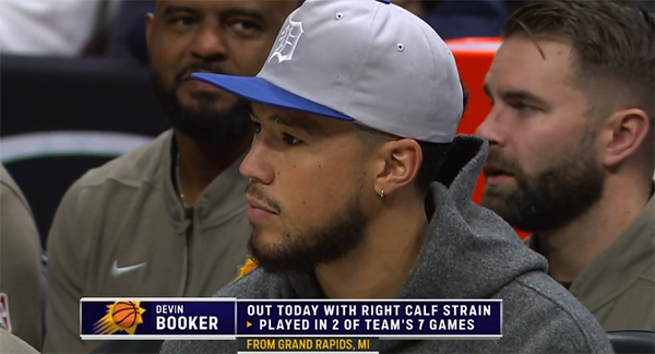 太阳又遭重创！布克小腿拉伤又添新伤比尔连缺7场 杜兰特打满太累了