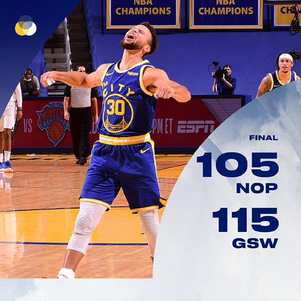 勇士115-105逆转快船 库里38+11 乔治25+7