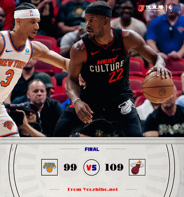 热火109-99战胜尼克斯 罗齐尔34+5 巴特勒17+6 布伦森20+10