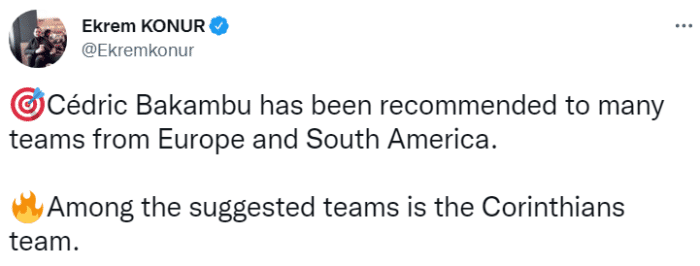 记者：国安旧将巴坎布被推荐给科林蒂安