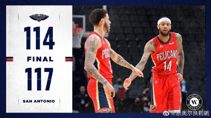 马刺117-114险胜鹈鹕 德罗赞32+11 英格拉姆29+5 锡安23+14