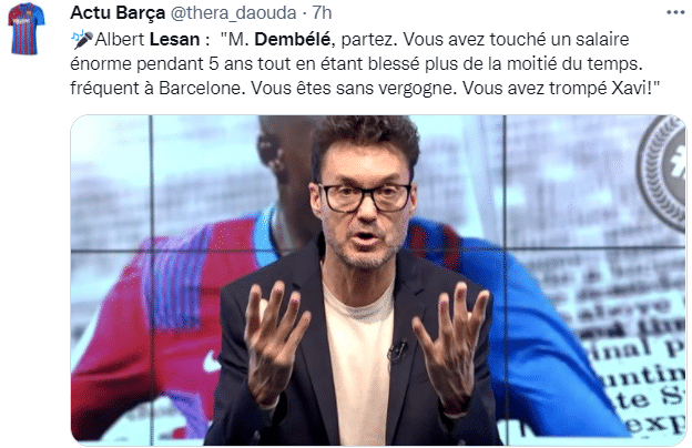 记者：登贝莱经常去水烟馆，他太不知廉耻了