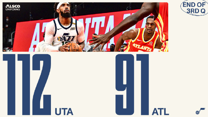 爵士112-91大胜老鹰 博扬21分 克拉克森23+7