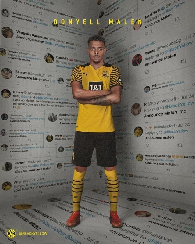 官方：多特蒙德签下埃因霍温前锋马伦