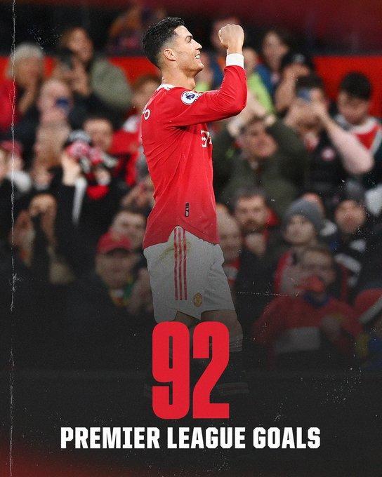 C罗英超进球数已超过索尔斯克亚，所用场次更少