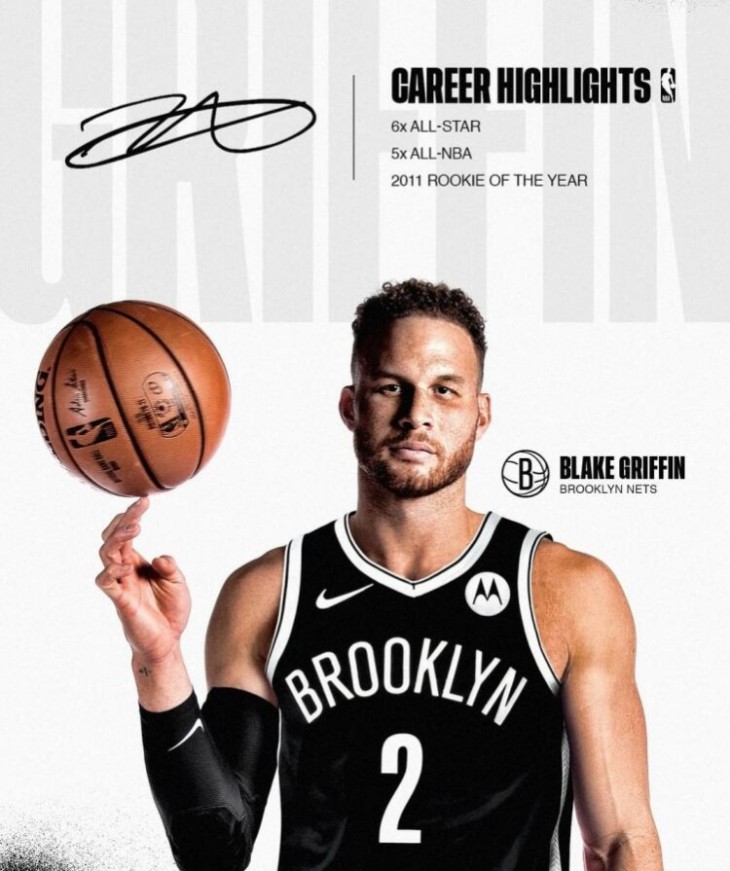 官方：篮网正式签下布雷克-格里芬