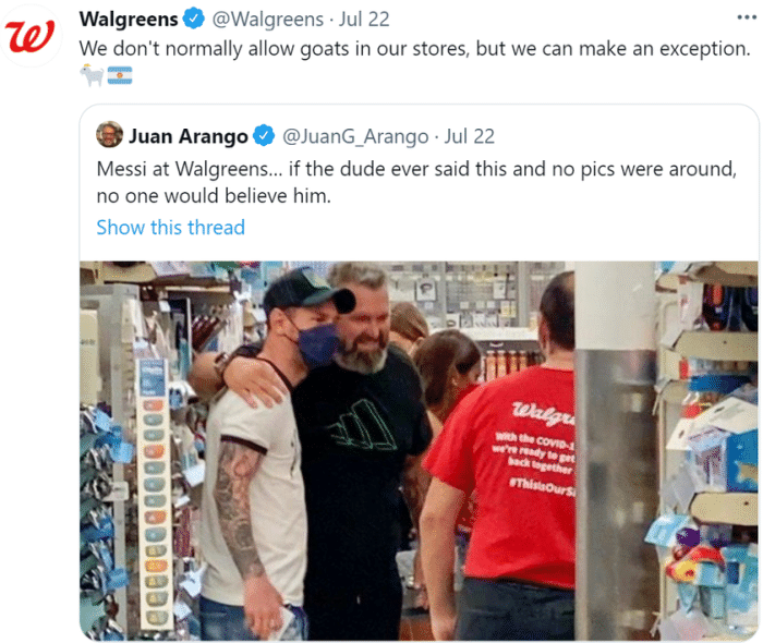 梅西药房买药遭调侃：山羊不许入内，但这次破例了