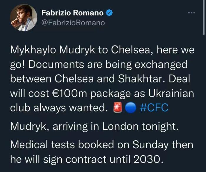 截胡阿森纳！罗马诺：切尔西1亿欧元敲定穆德里克