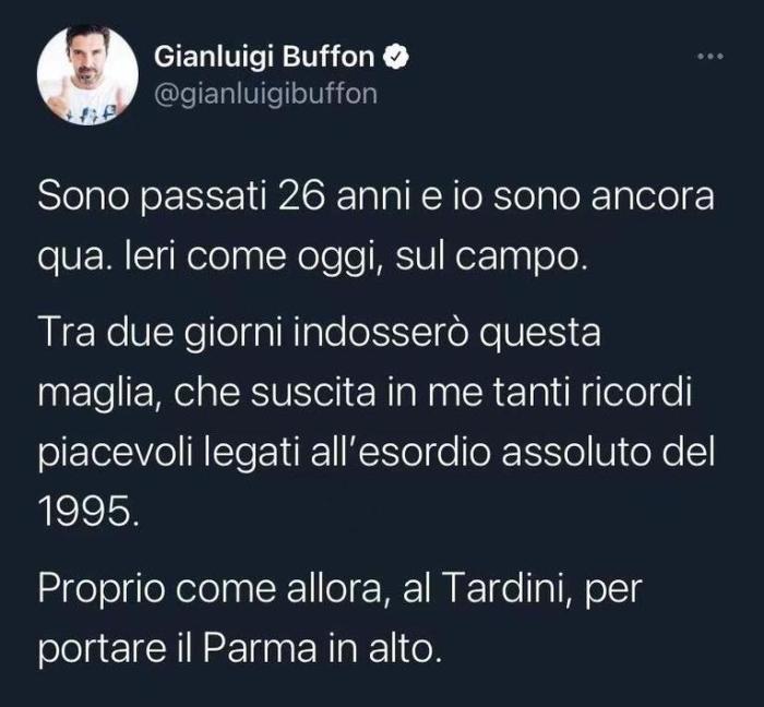 布冯：26年过去了，我还在为帕尔马把守大门