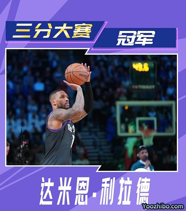全明星三分大赛：利拉德绝杀夺冠 哈利伯顿预赛31分平纪录
