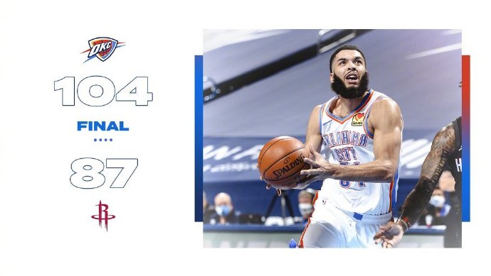 雷霆107-84终结火箭 贝兹利18+12 戈登22分