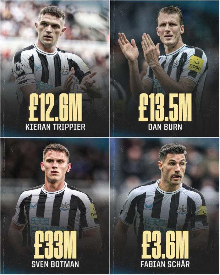 纽卡钢铁防线只花6270万镑，不到一个马奎尔