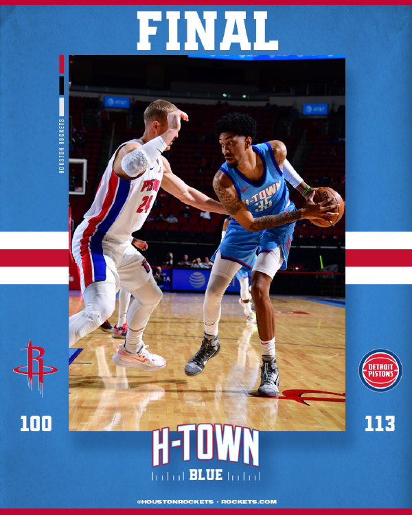 活塞113-100战胜火箭19连败 杰克逊23分 贝20+6 沃尔21+7