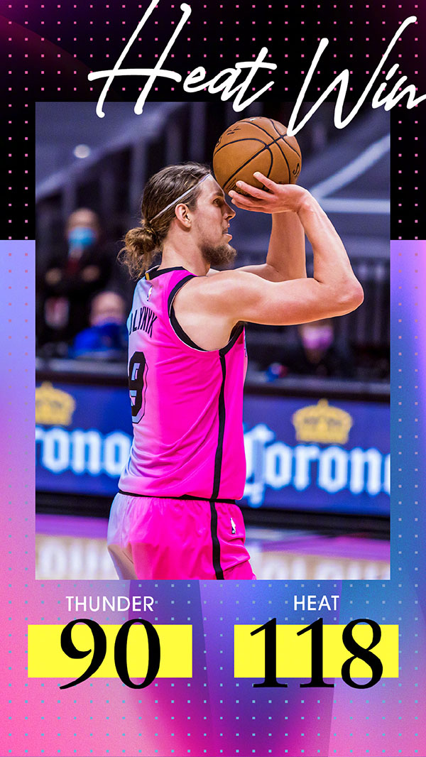 热火118-90大胜雷霆 阿德巴约20+8 巴特勒18+6