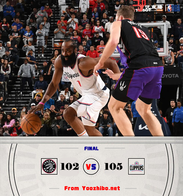 哈登24+12+7 快船关键时刻6罚3中险胜猛龙取得4连胜