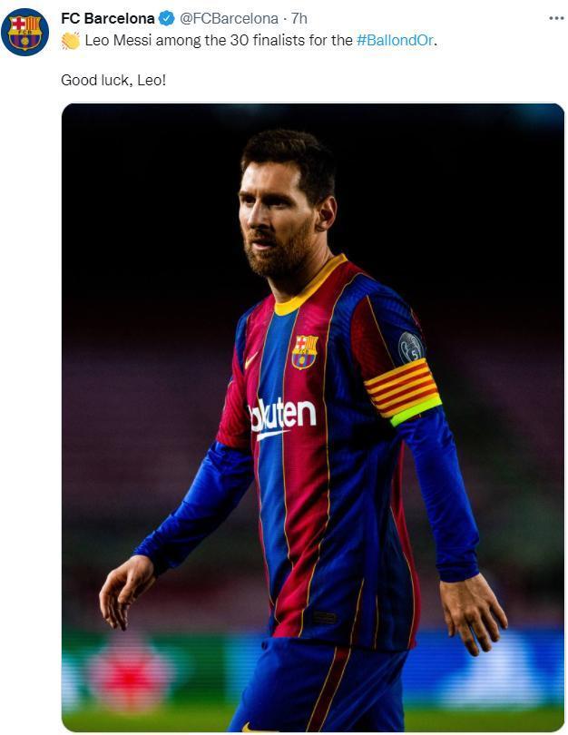 梅西：没料到会离开巴萨，本想在那里退役