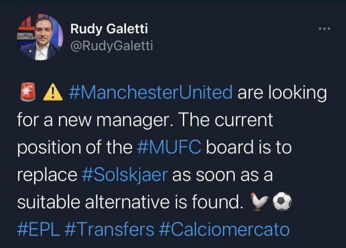 记者：曼联正在寻找一位新的主帅
