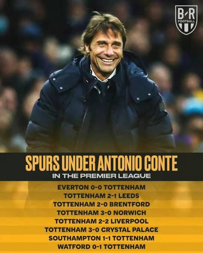 未尝败绩！孔蒂接手热刺后在英超5胜3平