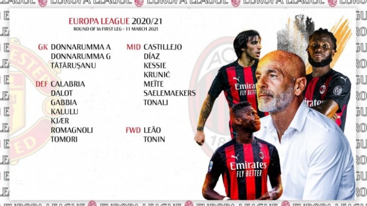 米兰战曼联大名单：伊布、雷比奇、特奥、恰10缺席