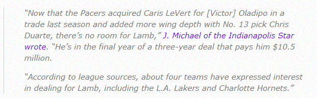 曝湖人有意引援兰姆！魔术师点出湖人最大问题，四队争抢或不适合湖人