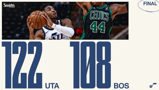 爵士122-108击退凯尔特人 米切尔36+9 布朗复出33+8