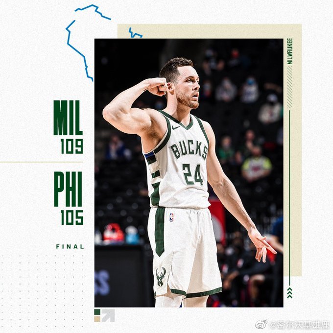 雄鹿加时109-105战胜76人 字母哥32+15 西蒙斯13+10+12