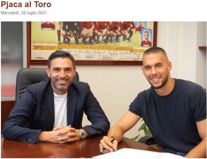 官方：都灵租借签下尤文边锋皮亚察