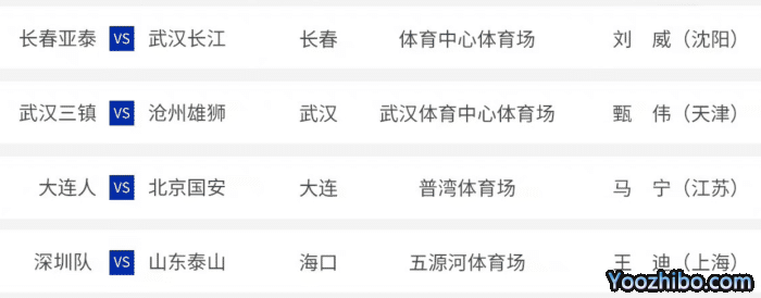 中超最新裁判安排，马宁执法国安，王迪沈寅豪吹罚泰山队比赛