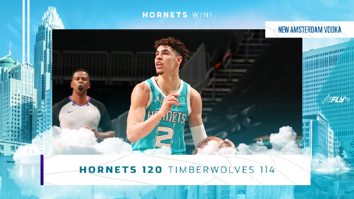 黄蜂120-114击败森林狼 罗齐尔41+7 鲍尔20+11 比斯利31+5