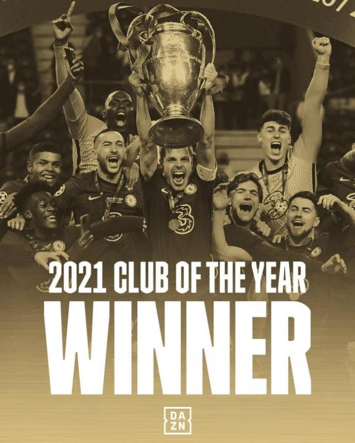 官方：切尔西获法国足球2021年最佳俱乐部