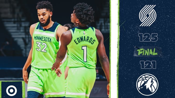 开拓者125-121战胜森林狼 安东尼26分&里程碑 利拉德25+10 唐斯34+6