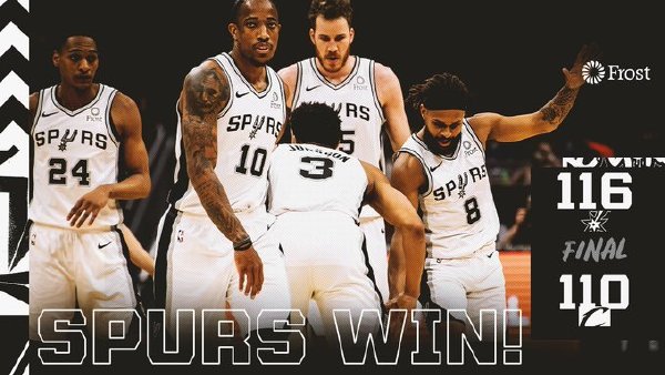 马刺116-110战胜骑士 凯尔登-约翰逊23+21 塞克斯顿29+5