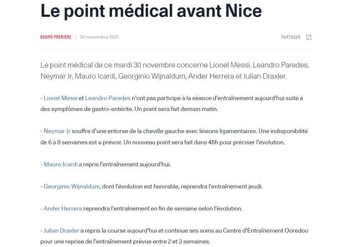 拿奖后吃太多了？巴黎官方：梅西肠胃炎缺席训练