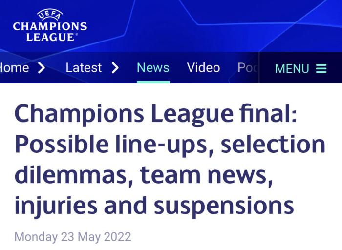 欧冠官方预测决赛首发：凯塔、迪亚斯在列