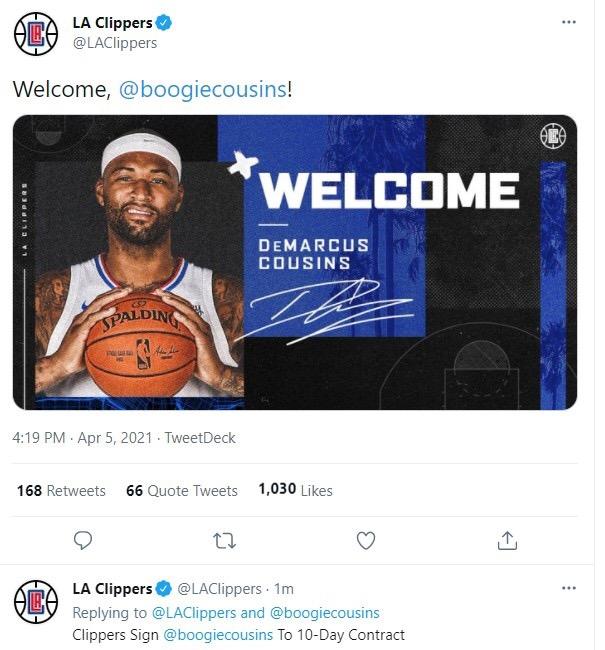 第四次成为队友！快船官方宣布和考辛斯签下合同，隆多：来了，老弟！