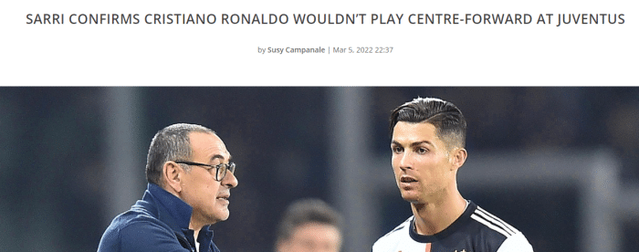 萨里：C罗拒绝过踢中锋，这是可以理解的