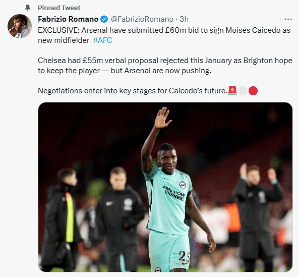 罗马诺：阿森纳6000万报价凯塞多