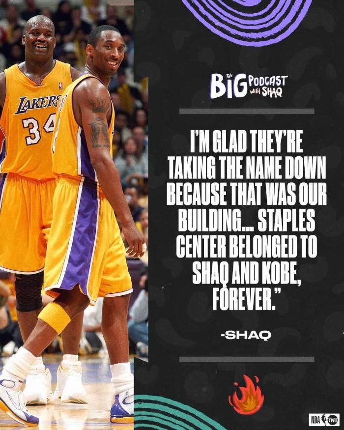 奥尼尔回应湖人主场：那是我们的主场，斯台普斯永远属于我和科比