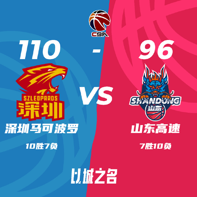 深圳110-96大胜山东 贺希宁29+8+7+6 沈梓捷14+14 吉伦沃特33分