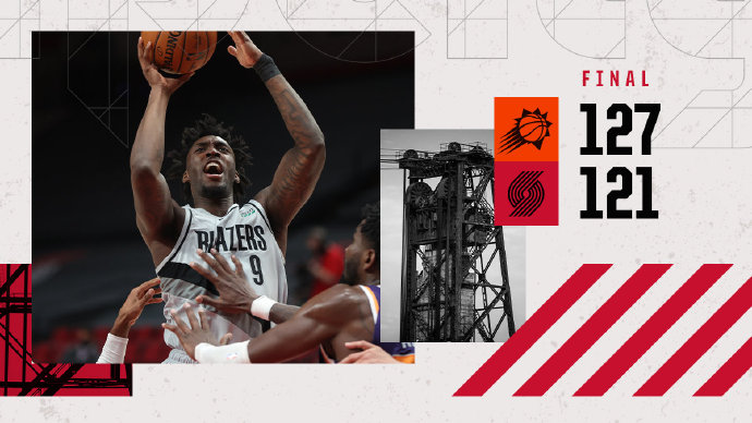 太阳灼伤开拓者取5连胜 布克35+5+8 保罗19+5+7 利拉德30+7+8