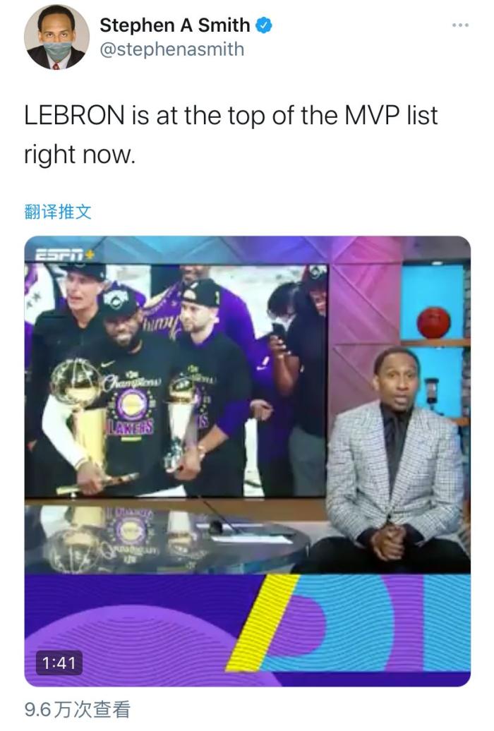 史密斯：詹姆斯仍是MVP的最有力竞争者，我们现在就要给他投票！