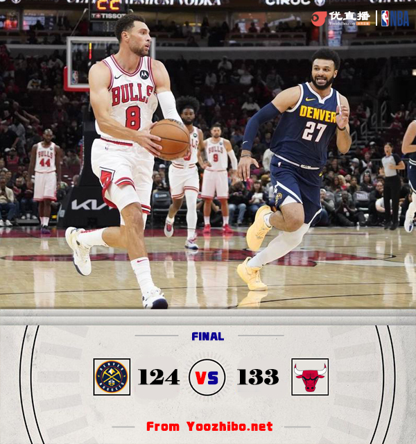 公牛133-124力克掘金 德罗赞19分 拉文17分 约基奇17+6