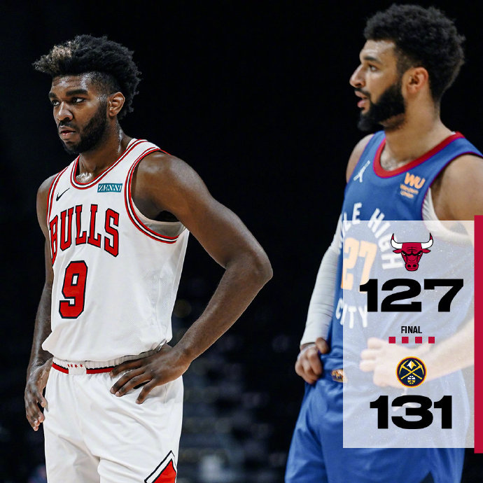 掘金131-127战胜公牛 约基奇34+15+9 穆雷34+5 拉文32分