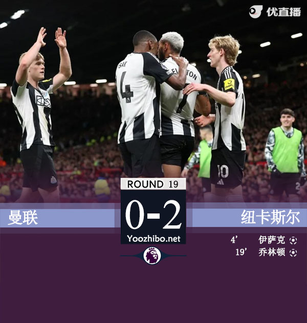 曼联0-2纽卡仍第14 卡塞米罗失良机红魔近6轮仅1胜