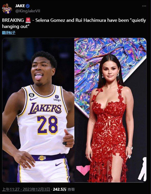 拒绝杜兰特，女星赛琳娜为何选择和日本小将八村塁约会？