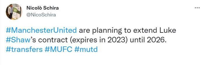 名记：曼联将和卢克-肖续约至2026年