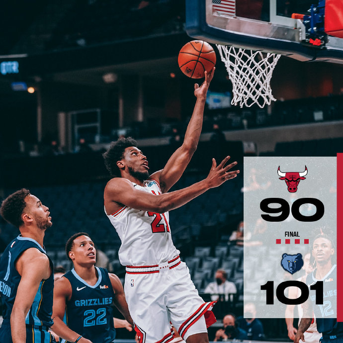 灰熊101-90击败公牛 瓦兰26+14 拉文21+9