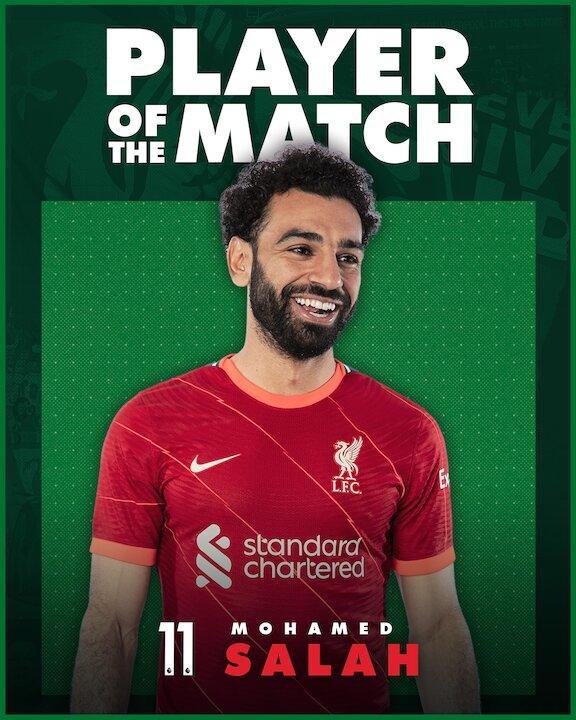 官方：戴帽+1助攻，萨拉赫当选双红会全场最佳